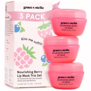 imagegrace ampamp stella Award Winning Lip Butter  Lip Balm Hydrating  Nourishing Lip Mask 3pack Airplane Travel Essentials Beach Vacation and Purse Essentials  Lip Moisturizer for Dry Lips  VeganPack of 3