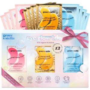 imagegrace ampamp stella Award Winning Under Eye Mask  Travel Size Toiletries  Bridal Shower Gifts  Gel Eye Patches for Dark Circles Puffy Eyes Wrinkles Undereye Bags  Vegan  Self Care 6 Pairs GoldGift Set 12 Pairs
