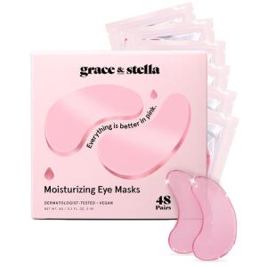 imagegrace ampamp stella Award Winning Under Eye Mask  Travel Size Toiletries  Bridal Shower Gifts  Gel Eye Patches for Dark Circles Puffy Eyes Wrinkles Undereye Bags  Vegan  Self Care 6 Pairs GoldPink 48 Pairs