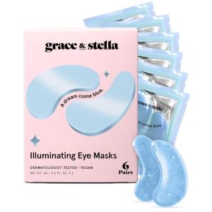 imagegrace ampamp stella Award Winning Under Eye Mask  Travel Size Toiletries  Bridal Shower Gifts  Gel Eye Patches for Dark Circles Puffy Eyes Wrinkles Undereye Bags  Vegan  Self Care 6 Pairs GoldBlue 6 Pairs