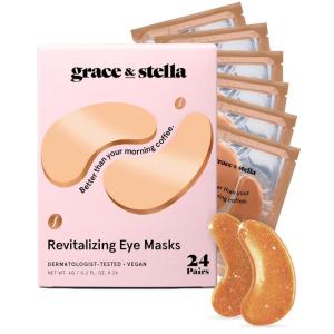 imagegrace ampamp stella Caffeine Under Eye Patches  Awakening Eye Patches for Puffy Eyes and Dark Circles  Under Eye Mask Patches with Niacinamide ampamp Hyaluronic Acid  Vegan CrueltyFree Bronze 24 PairsBronze 24 Pairs
