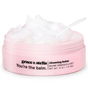 imagegrace ampamp stella Makeup Remover Cleansing Balm  Hydrating Facial Cleanser with Vitamin E for Soft Nourished Skin  Melt Stubborn Waterproof Make Up Mascara Eye Liner  Vegan Skincare 102g 43 ozCleansing Balm 41g Travel Size
